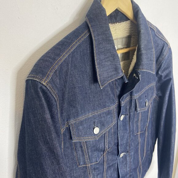 Gap 1969 Men M Sherpa Lined Jean Denim Jacket Blue EUC - Picture 5 of 8